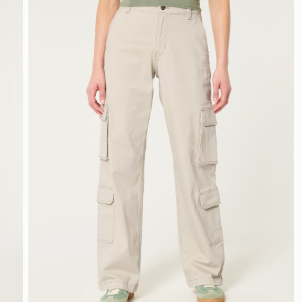 High-Rise Baggy Tan 4-Pocket Cargo Pants NWT Size 28/6R